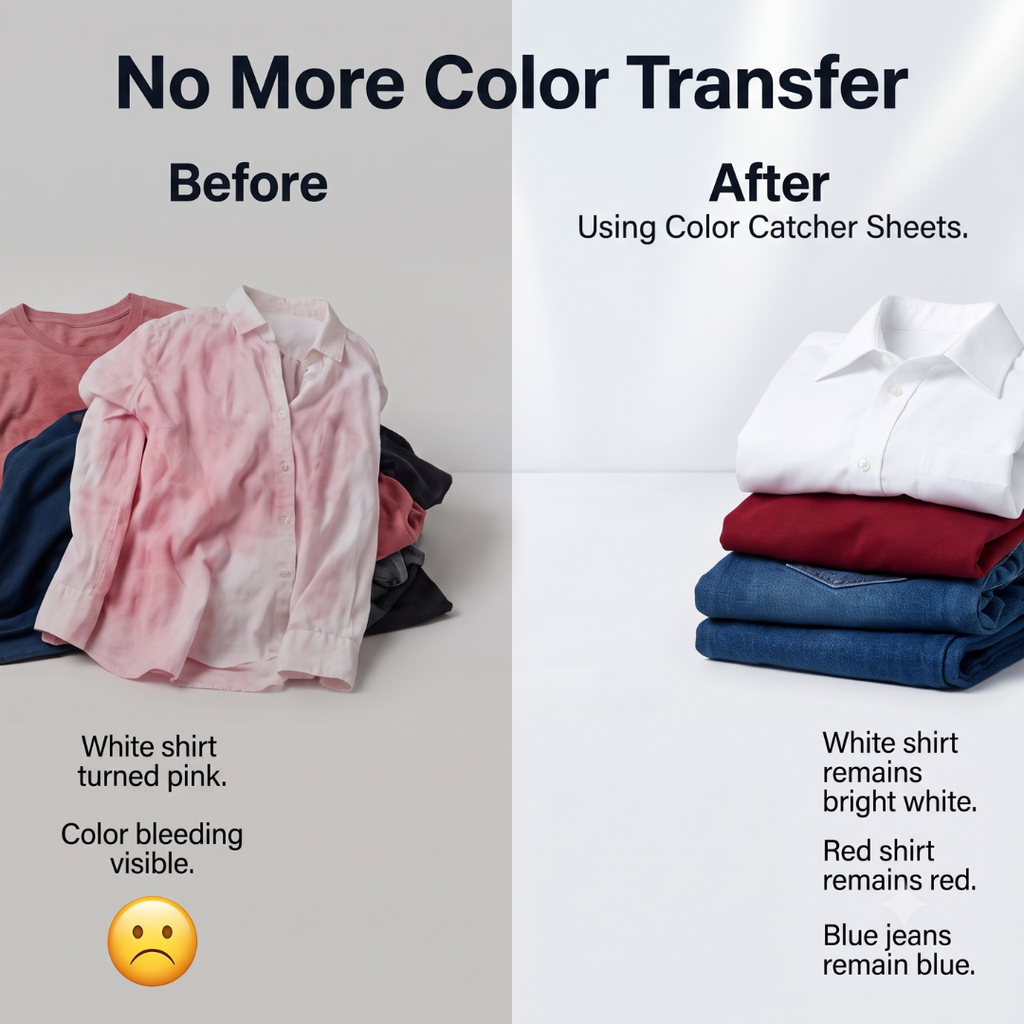 Laundry Colour Catcher Cleaning Sheets – Wash Whites & Colours Together | 50 Sheets | Buy 1 Get 1 Free