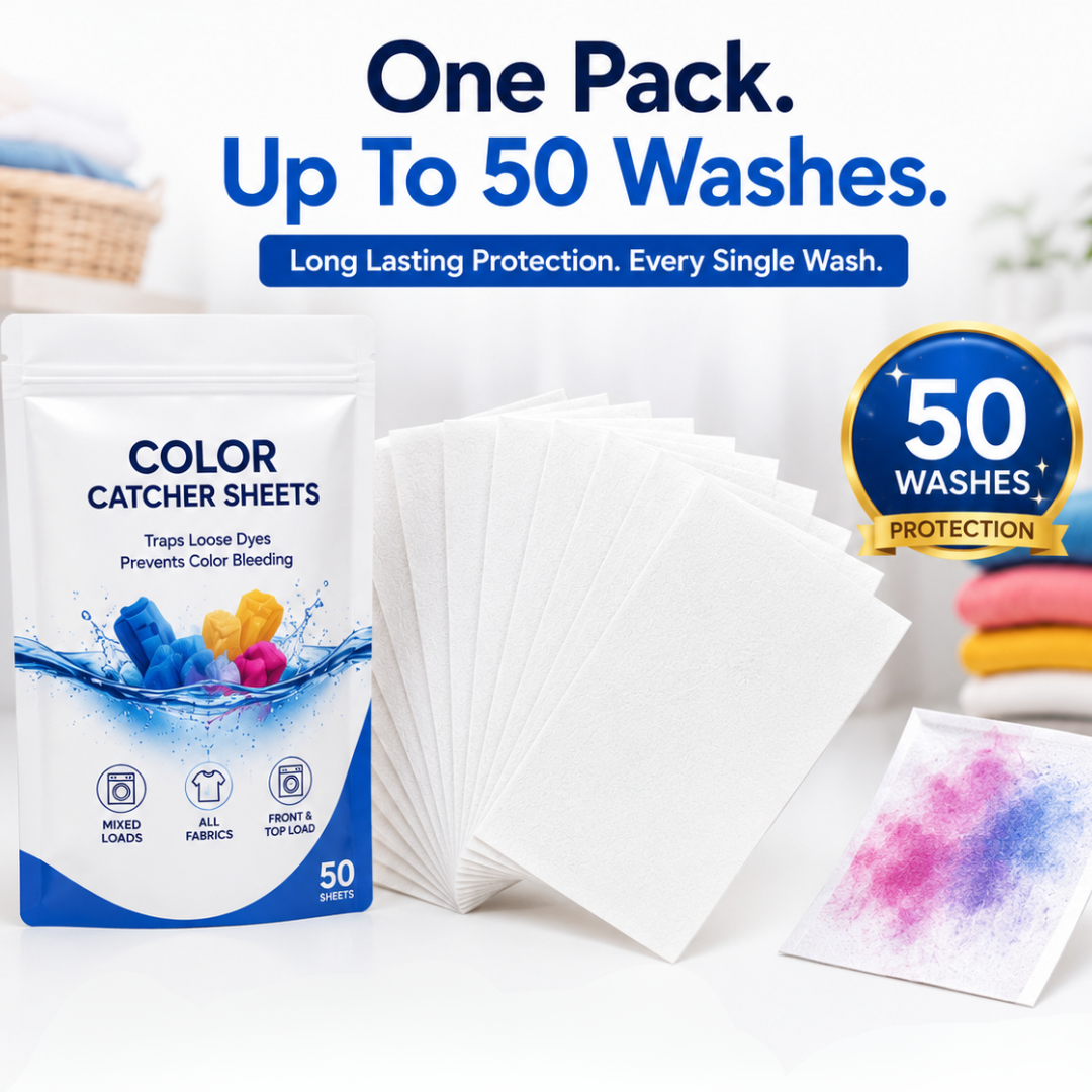 Laundry Colour Catcher Cleaning Sheets – Wash Whites & Colours Together | 50 Sheets | Buy 1 Get 1 Free